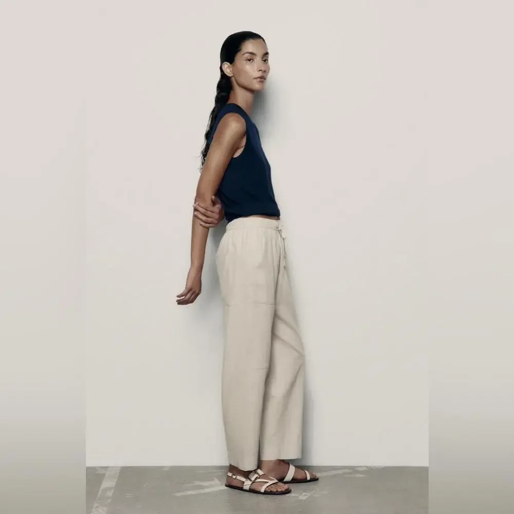 Zara Balloon Leg Linen Trousers